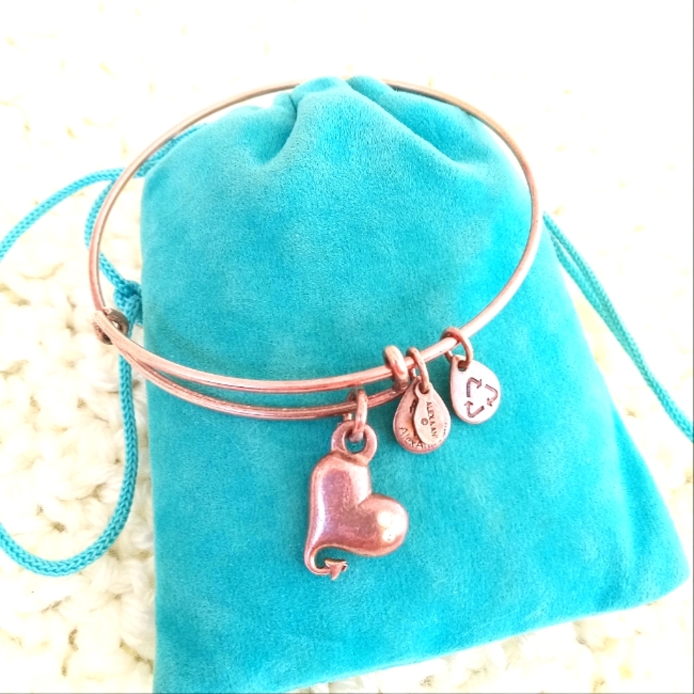 Alex and Ani CUPID'S HEART Crystals Rose Gold Charms Bracelet